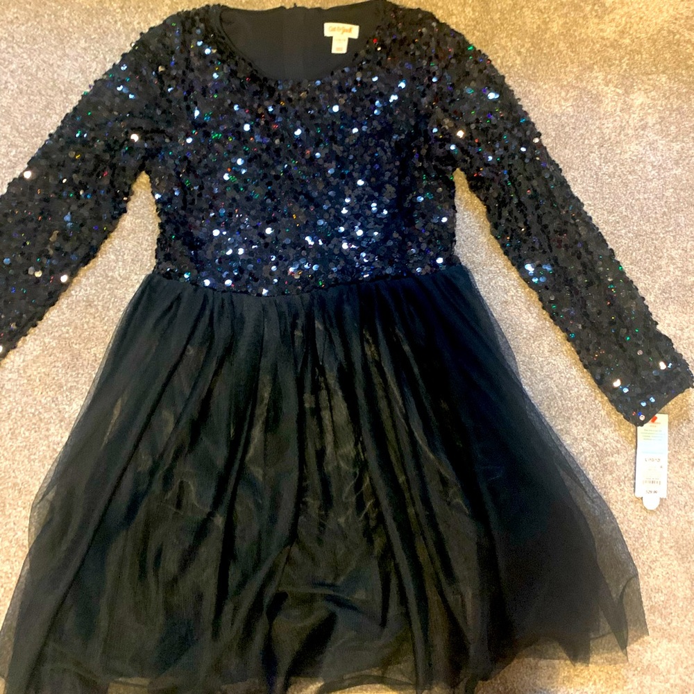 BRAND NEW Cat & Jack Black sequined/tulle dress